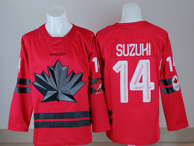 2026 Winter Olympics Canada SUZUKI 14 Red NHL Jersey Hockey Shirt