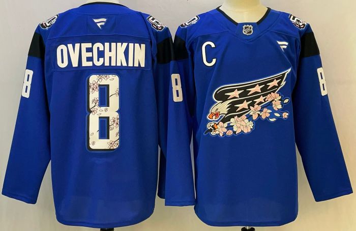 Washington Capitals OVECHKIN 8 Blue NHL Jersey Hockey Shirt