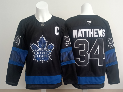 Toronto Maple Leafs MATTHEWS 34 Black NHL Jersey Hockey Shirt