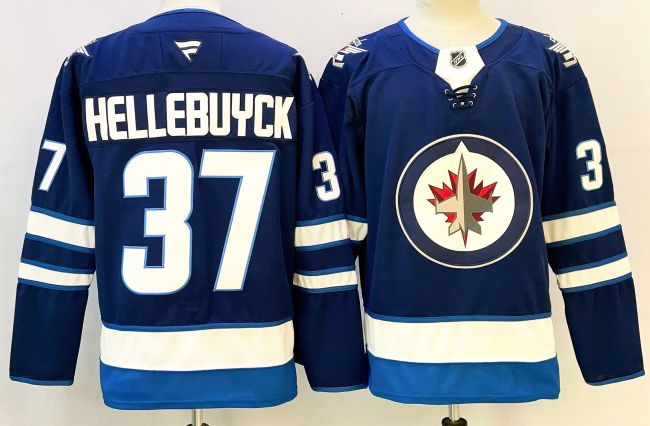 Winnipeg Jets HELLEBUYCH 37 Blue NHL Jersey Hockey Shirt