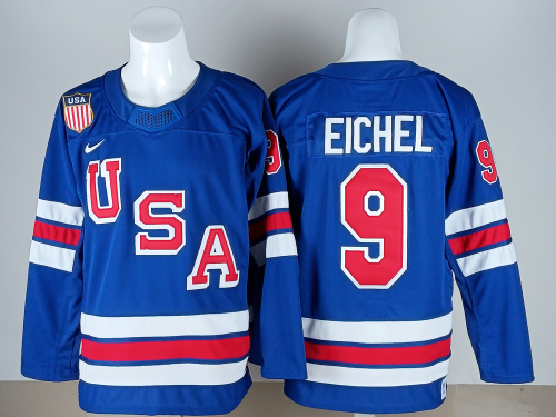 2026 Winter Olympics USA EICHEL 9 Blue NHL Jersey United States Hockey Shirt