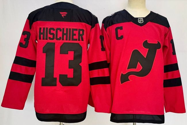 New Jersey Devils HISCHIER 13 Red/Black NHL Jersey Hockey Shirt