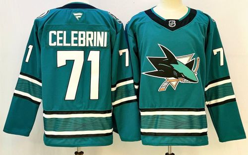 San Jose Sharks CELEBRINI 71 Green NHL Jersey Hockey Shirt