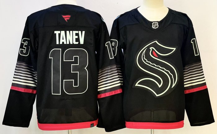 Seattle Kraken TANEV 13 Black NHL Jersey Hockey Shirt