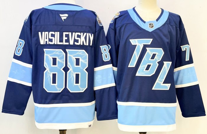 Tampa Bay Lightning VASILEVSKIY 88 Blue NHL Jersey Hockey Shirt