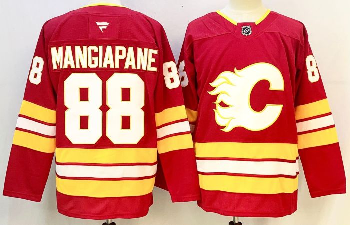 Calgary Flames MANGLIAPANE 88 Red NHL Jersey Hockey Shirt