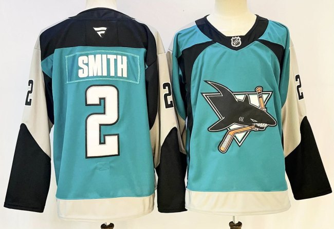 San Jose Sharks SMITH 2 Blue NHL Jersey Hockey Shirt