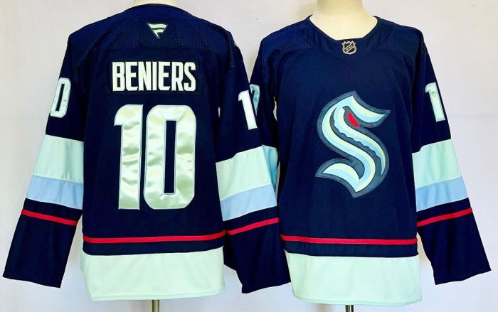 Seattle Kraken BENIERS 10 Dark Blue NHL Jersey Hockey Shirt