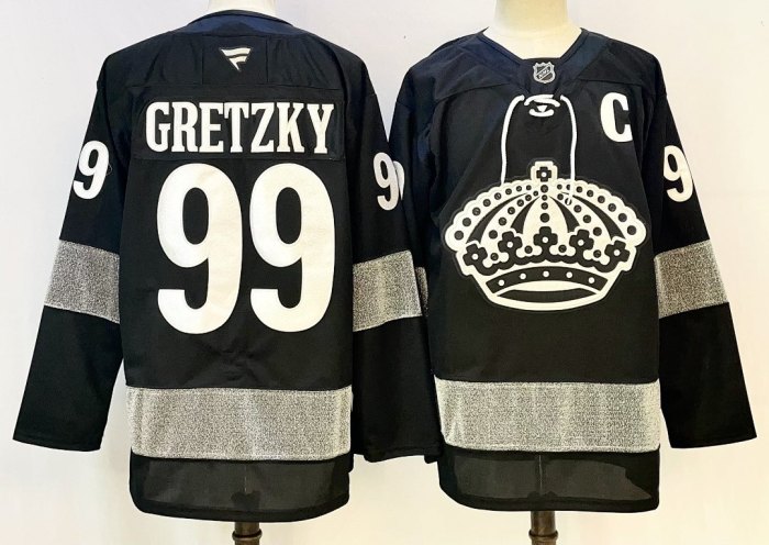 Los Angeles Kings GRETZKY 99 Black/Grey NHL Jersey Hockey Shirt