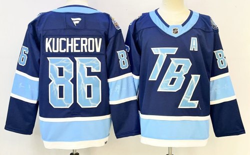 Tampa Bay Lightning KUCHEROV 86 Blue NHL Jersey Hockey Shirt