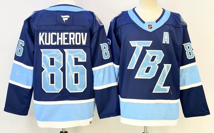 Tampa Bay Lightning KUCHEROV 86 Blue NHL Jersey Hockey Shirt