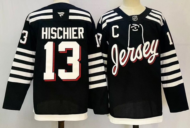 New Jersey Devils HISCHIER 13 Black NHL Jersey Hockey Shirt