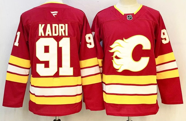 Calgary Flames KADRI 91 Red NHL Jersey Hockey Shirt