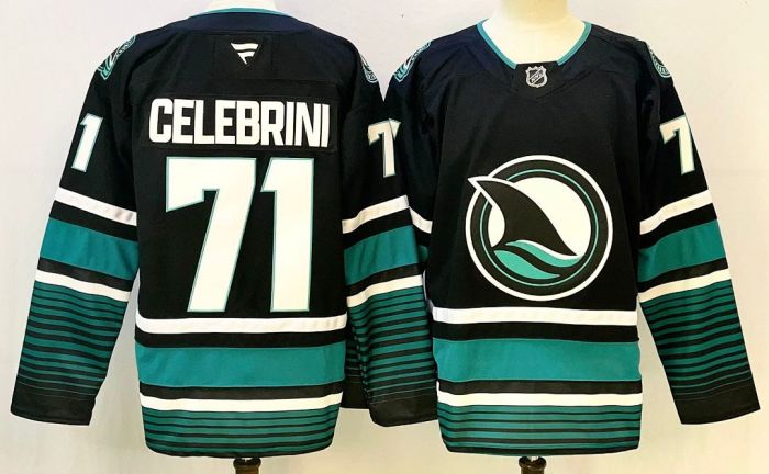 San Jose Sharks CELEBRINI 71 Black NHL Jersey Hockey Shirt