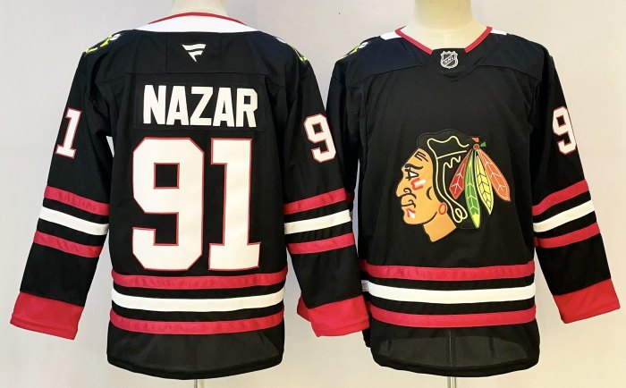 Chicago Blackhawks NAZAR 91 Black NHL Jersey Hockey Shirt