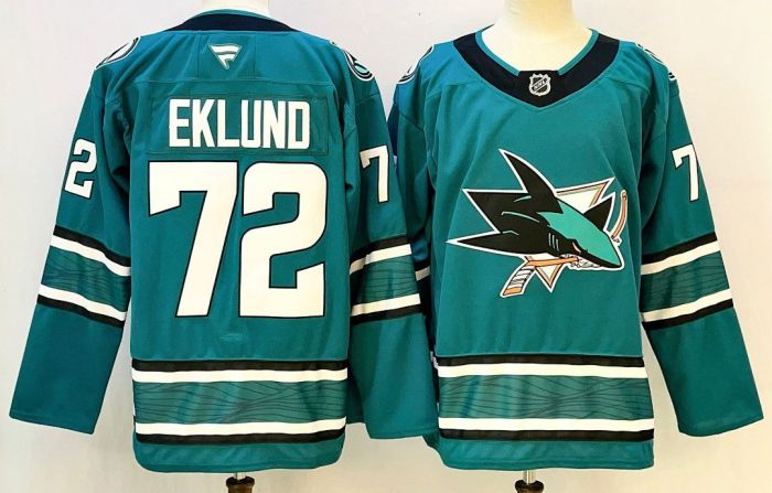 San Jose Sharks EKLUND 72 Green NHL Jersey Hockey Shirt