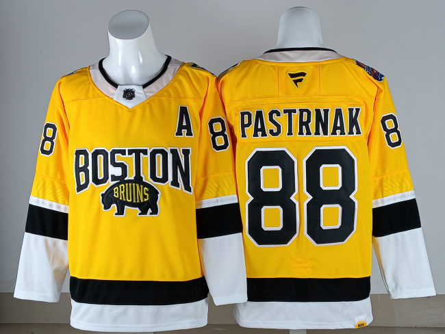 2026 Boston Bruins PASTRNAK 88 Yellow NHL Jersey Hockey Shirt