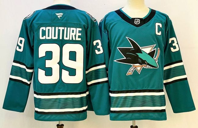 San Jose Sharks COUTURE 39 Green NHL Jersey Hockey Shirt