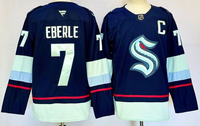 Seattle Kraken EBERLE 7 Dark Blue NHL Jersey Hockey Shirt