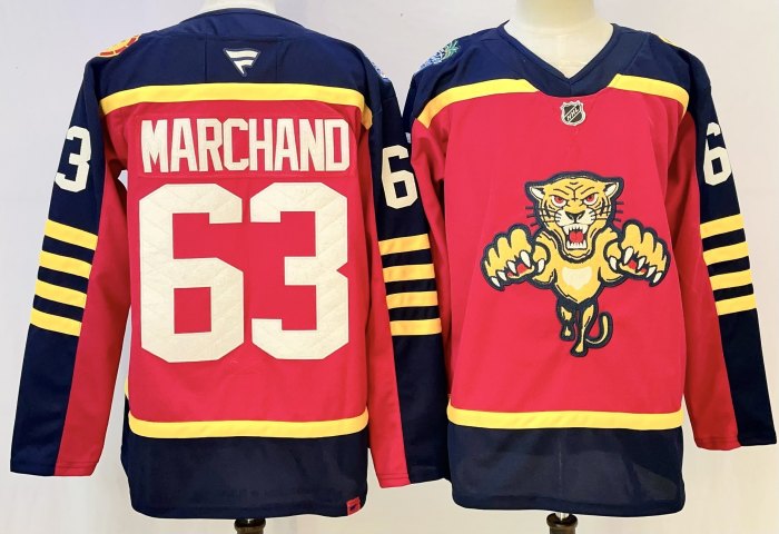 Florida Panthers MARCHAND 63 Red NHL Jersey Hockey Shirt