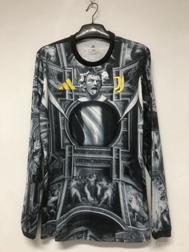 Long Sleeve Maillot Juve Shirt Fans Version 2025-2026 Juventus Del Piero 10 Prematch Shirt Soccer Training Jersey