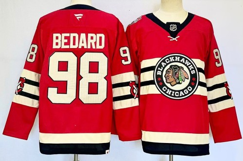 Chicago Blackhawks BEDARD 98 Red/Black NHL Jersey Hockey Shirt