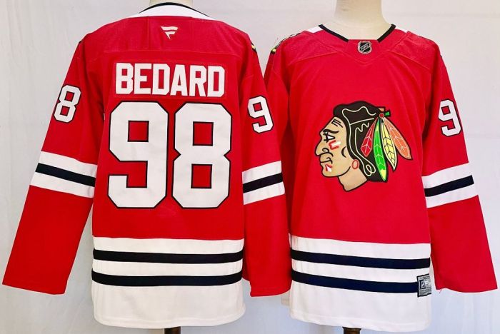 Chicago Blackhawks BEDARD 98 Red/White NHL Jersey Hockey Shirt