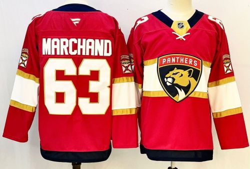 Florida Panthers MARCHAND 63 Red/Black NHL Jersey Hockey Shirt
