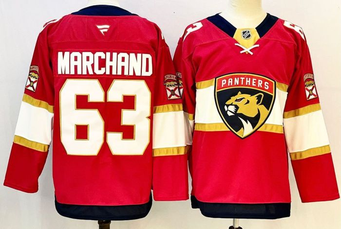 Florida Panthers MARCHAND 63 Red/Black NHL Jersey Hockey Shirt