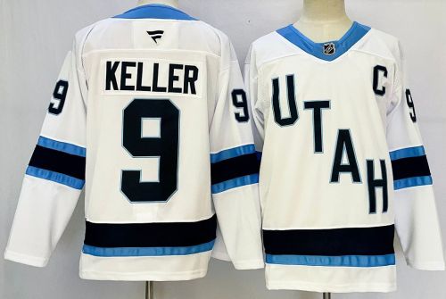 Utah Mammoth KELLER 9 White/Blue NHL Jersey Hockey Shirt