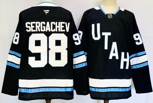 Utah Mammoth SERGACHEV 98 Black/White NHL Jersey Hockey Shirt