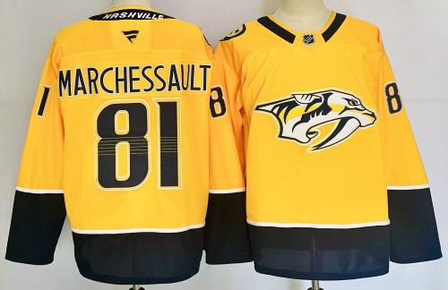 Nashville Predators MARCHESSAULT 81 Yellow NHL Jersey Hockey Shirt