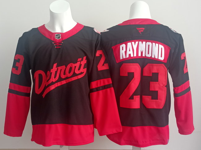 Detroit Red Wings RAYMOND 23 Black NHL Jersey Hockey Shirt
