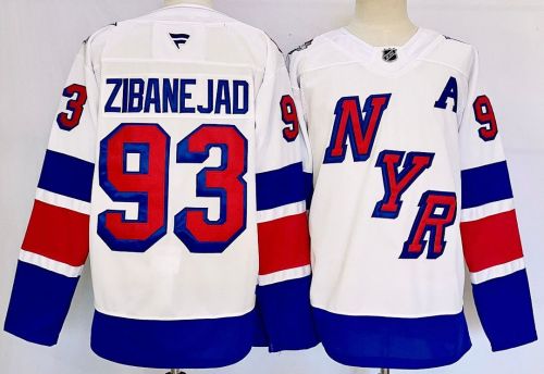 New York Rangers ZIBANEJAD 93 White/Blue NHL Jersey Hockey Shirt