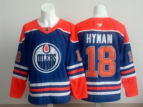 Edmonton Oilers HYMAN 18 Blue NHL Jersey Hockey Shirt