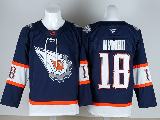 Retro Edmonton Oilers HYMAN 18 Dark Blue NHL Jersey Vintage Hockey Shirt