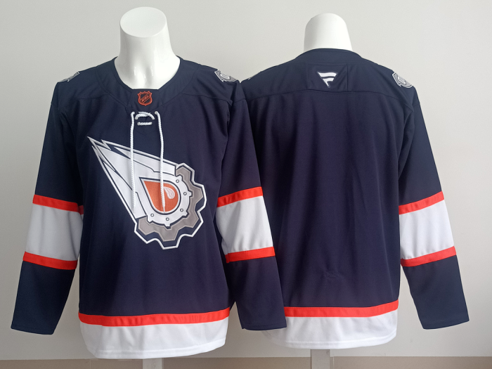 Retro Edmonton Oilers Blank Dark Blue NHL Jersey Vintage Hockey Shirt
