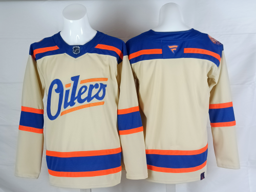 New Edmonton Oilers Blank Off-White NHL Jersey Hockey Shirt