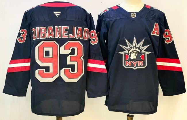New York Rangers ZIBANEJAD 93 Black NHL Jersey Hockey Shirt