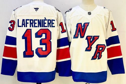 New York Rangers LAFRENIERE 13 White/Blue NHL Jersey Hockey Shirt