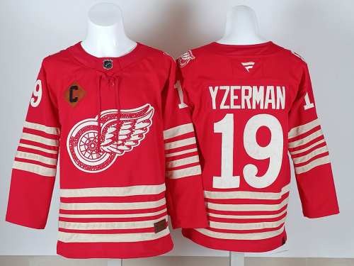 Detroit Red Wings YZERMAN 19 Red 100th Anniversary NHL Jersey Hockey Shirt