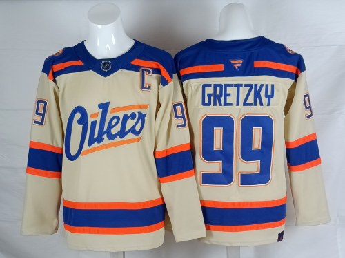 New Edmonton Oilers GRETZKY 99 OFF-White NHL Jersey Hockey Shirt