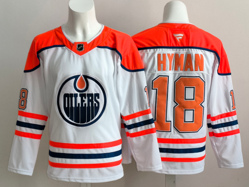 Retro Edmonton Oilers HYMAN 18 White NHL Jersey Vintage Hockey Shirt
