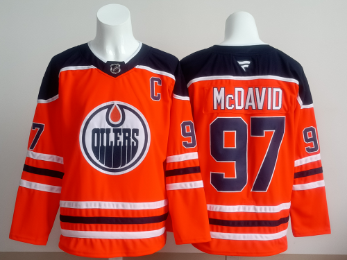 Edmonton Oilers McDAVID 97 Orange NHL Jersey Hockey Shirt