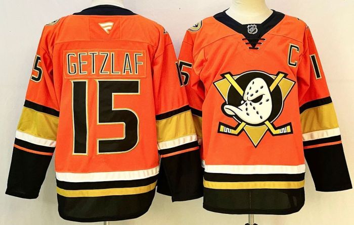 Anaheim Ducks GETZLAF 15 Orange NHL Jersey Hockey Shirt