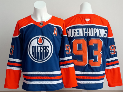 Edmonton Oilers NUGENT-HOPKINS 93 Blue NHL Jersey Hockey Shirt