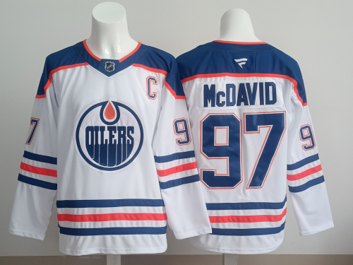Edmonton Oilers McDAVID 97 White NHL Jersey Hockey Shirt