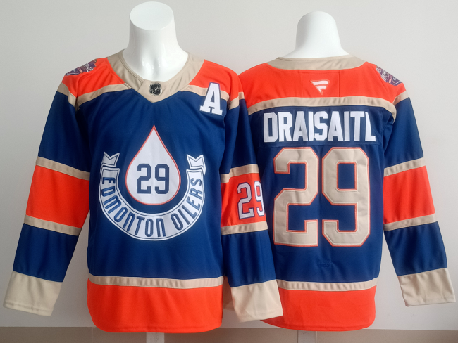 Retro Edmonton Oilers DRAISAITL 29 Blue NHL Jersey Vintage Hockey Shirt