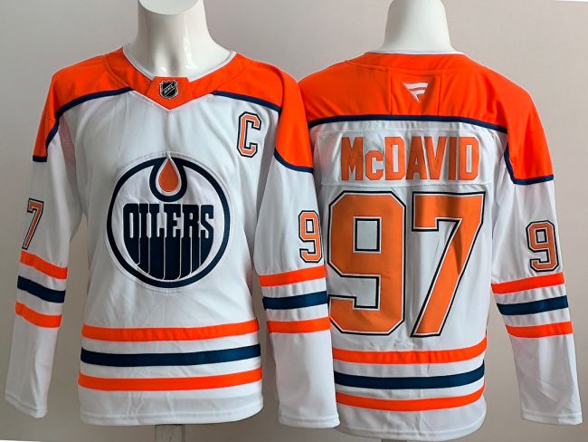 Retro Edmonton Oilers McDAVID 97 White NHL Jersey Vintage Hockey Shirt