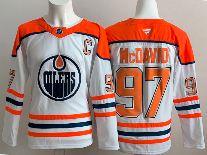 Retro Edmonton Oilers McDAVID 97 White NHL Jersey Vintage Hockey Shirt